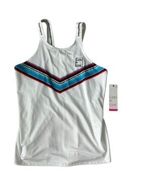 LUCKY IN LOVE Chevron Logo Tank Top Size M NEW